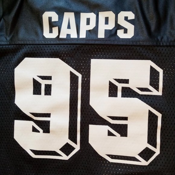 RAIDERS 95 CAPPS Football Jersey  XL 46-48  Black Grey, Silver, White detail VGC - Picture 8 of 10